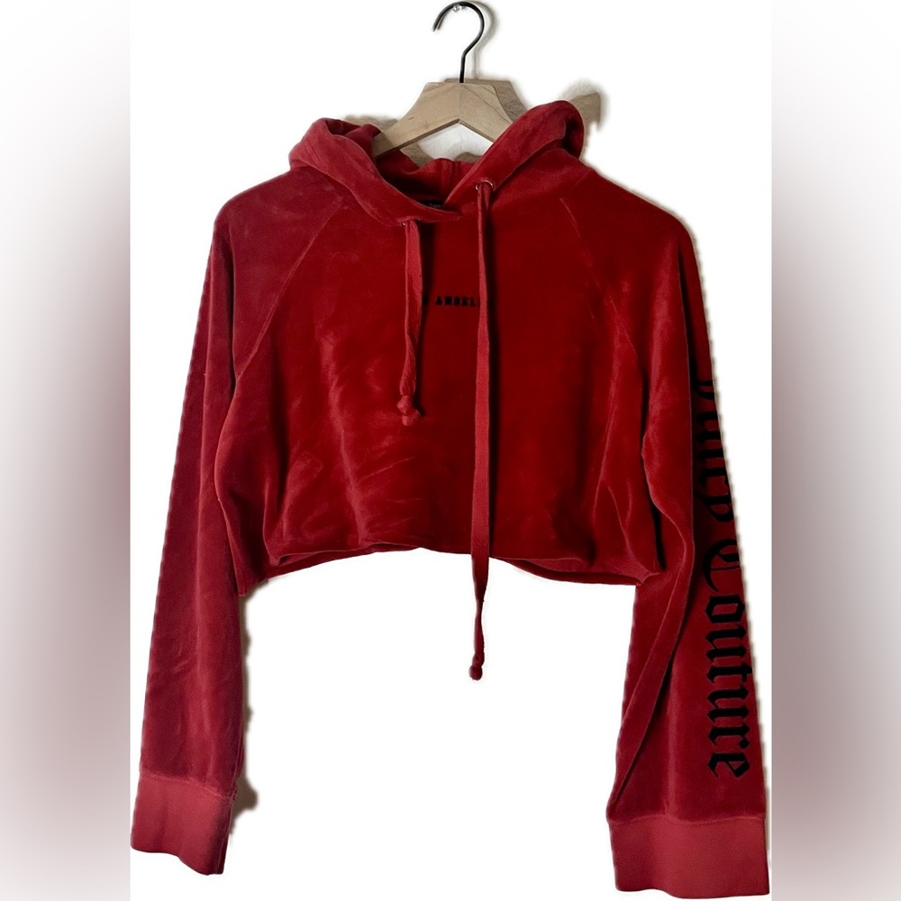 Juicy Couture x UO hoodie cropped red velour